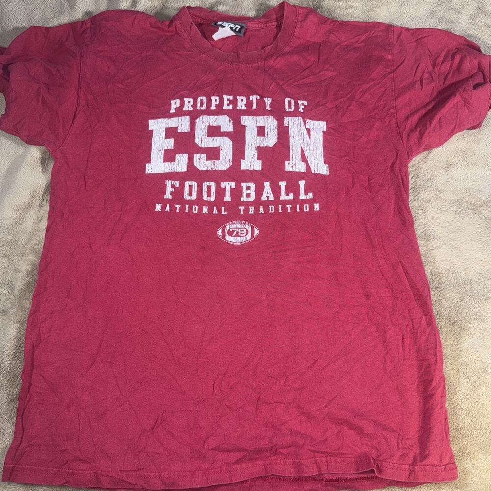 Vintage Y2K property‎ of ESPN football red maroon T-shirt size large Cotton